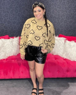Heart Sweater -Women Fashion FauxLeatherShorts 1 4c573f8e 4b15 45a5 b7b8 9f608d50b906
