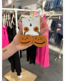 Seed Bead Pumpkin Post Earrings