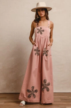 Washed Denim Patchwork Jumpsuit