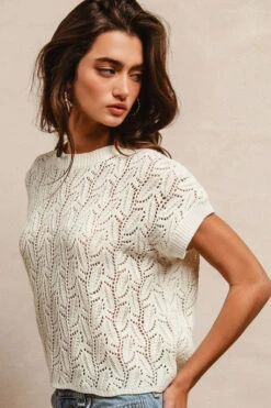 Pointelle Open Knit Top