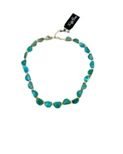 Half Disc Turquoise And Spiny Oyster Necklace