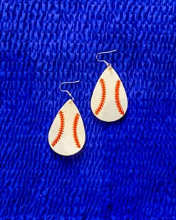 Teardrop Baseball Earrings