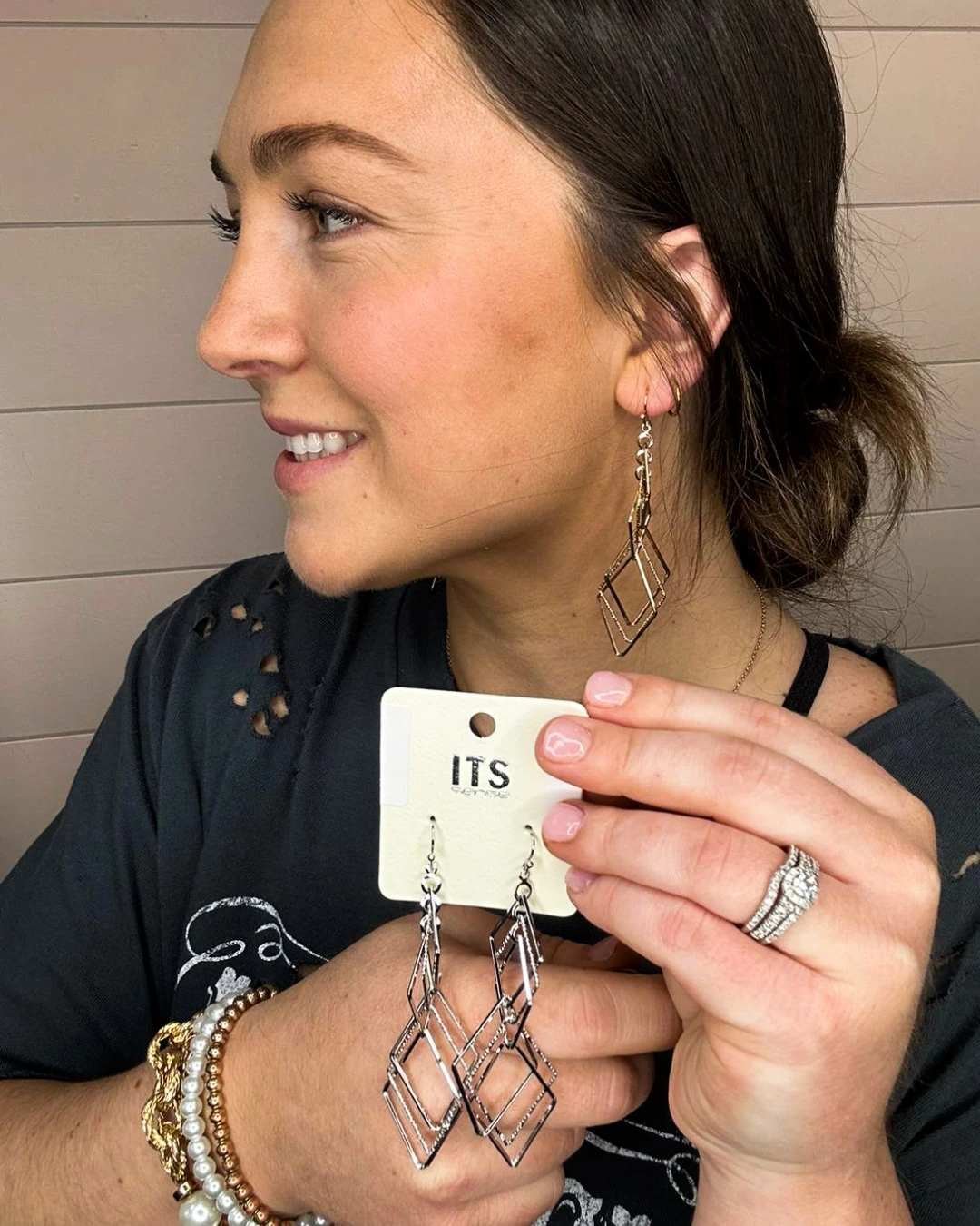 Layered Diamond Earring 5 Layered Diamond Earring - Image 3