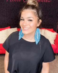 Long Feather Earrings -Women Fashion LongFeatherEarringsAqua