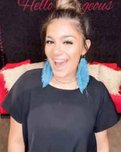 Long Feather Earrings -Women Fashion LongFeatherEarringsAqua1