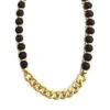 Wood And Gold Chain Necklace 1 Wood And Gold Chain Necklace -Women Fashion N 1831BK NW7670JET 2T