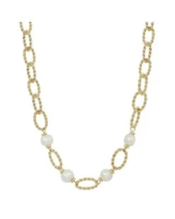 Textured Open Chain Necklace 11 Textured Open Chain Necklace -Women Fashion N 2128G EMN1752CRM GD 2T