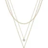 Triple Layer Rectangle Necklace -Women Fashion N 2204G EMN1975CLR GD 2