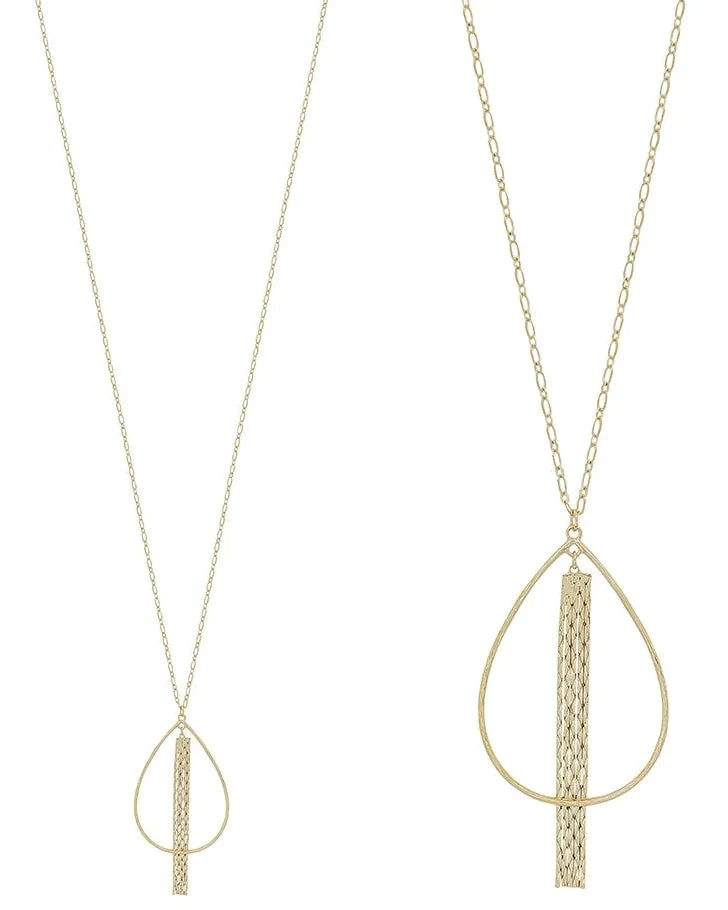 Teardrop Necklace With Bar 3 Teardrop Necklace With Bar