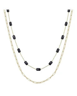 Black And Gold Beaded Layer Necklace