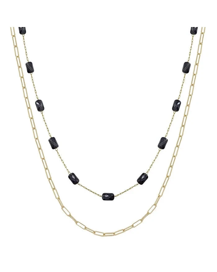 Black And Gold Beaded Layer Necklace 3 Black And Gold Beaded Layer Necklace