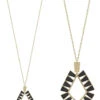 Black Wood Geometric Necklace -Women Fashion N 2237BK EMN3005BLK 2