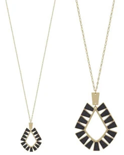 Black Wood Geometric Necklace