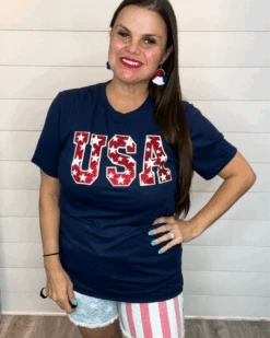 USA Tee With Stars In Red Glitter 11 USA Tee With Stars In Red Glitter -Women Fashion USATeewithStarsinRedGlitter