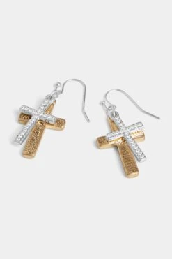 Double Bling Cross Earrings