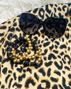 Wood And Gold Beaded Stretch Bracelet Set -Women Fashion WoodandGoldBeadedStretchBraceletSet