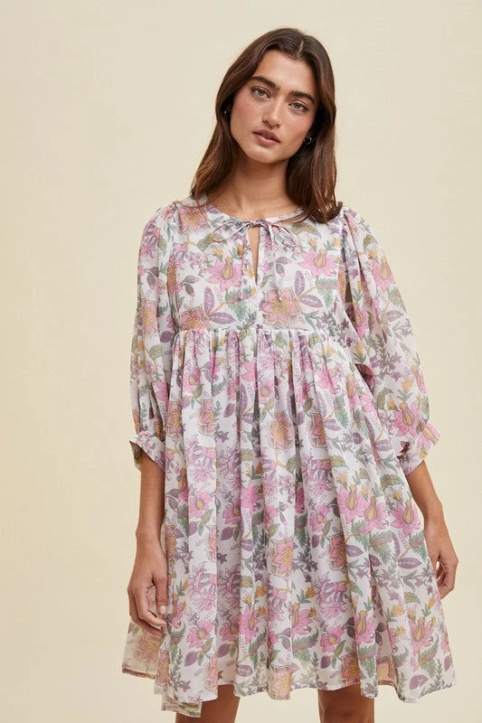 Floral Balloon Sleeve Mini Dress 4 Floral Balloon Sleeve Mini Dress - Image 2