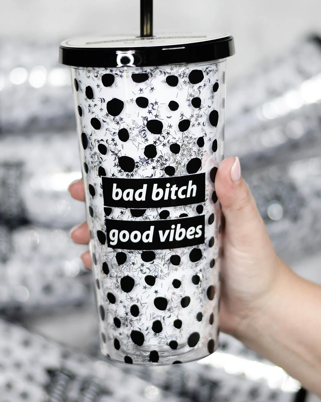 Bad Bitch Good Vibes Glitter Tumbler 3 Bad Bitch Good Vibes Glitter Tumbler