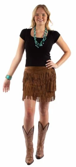 Scully Suede Fringe Skirt -Women Fashion cinn front