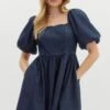 Denim Babydoll Dress 2 Denim Babydoll Dress -Women Fashion dkd