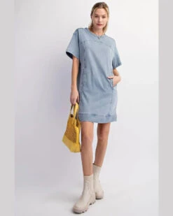 Washed Denim Tunic Dress