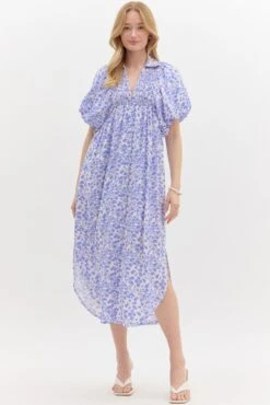 Puff Sleeve Midi Dress