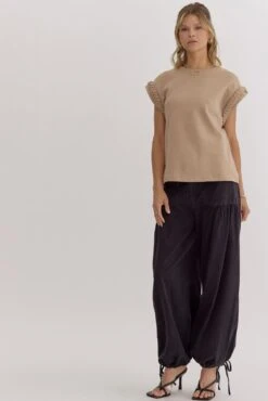 Braided Sleeves Top -Women Fashion entro fashion top t24398 051524 0032