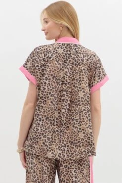 Leopard Print Contrast Top -Women Fashion entro fashion top t26264 011525 0018
