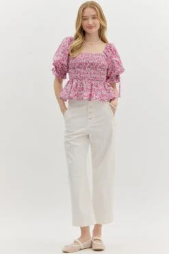 Ditsy Floral Smocked Top -Women Fashion entro fashion top t26714 030525 0012