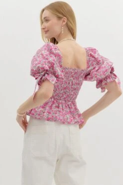 Ditsy Floral Smocked Top -Women Fashion entro fashion top t26714 030525 0016