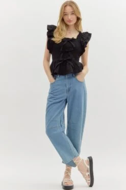 Flutter Sleeve Bow Top -Women Fashion entro fashion top t26835 022425 0012