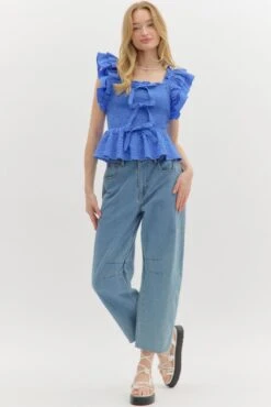 Flutter Sleeve Bow Top -Women Fashion entro fashion top t26835 022425 0032