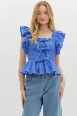Flutter Sleeve Bow Top