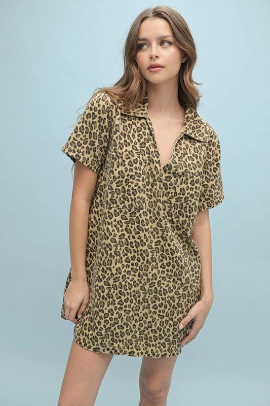 Leopard Denim Mini Dress 4 Leopard Denim Mini Dress - Image 2