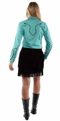 Scully Suede Fringe Skirt -Women Fashion turq back