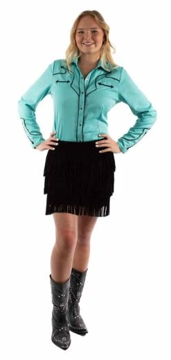 Scully Suede Fringe Skirt -Women Fashion turqfront