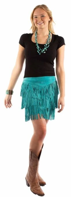 Scully Suede Fringe Skirt -Women Fashion turqq front