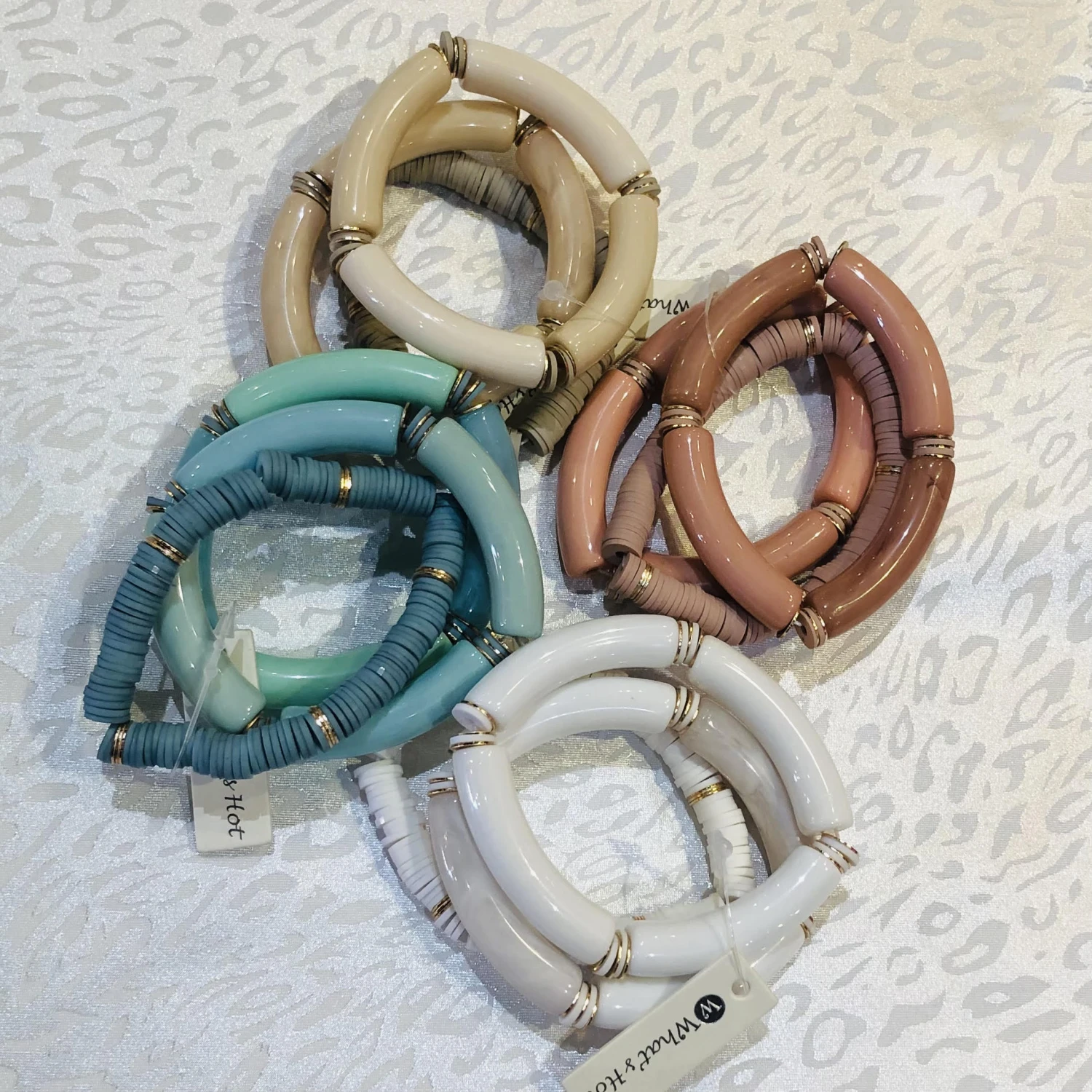 Bamboo Acrylic Stretch Bracelet Set 7 Bamboo Acrylic Stretch Bracelet Set - Image 5